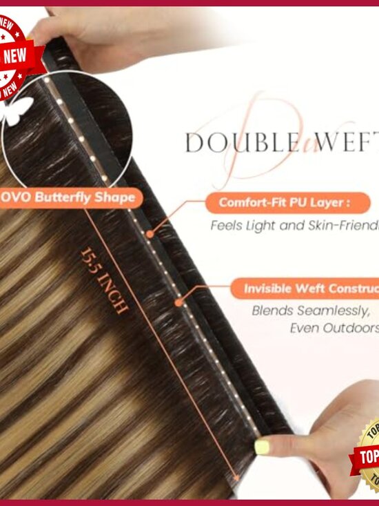 Human Hair Extensions Dual-Sided Seamless Weft Natural Blending Reusable main image 5